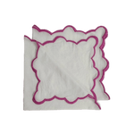 White Linen Zig Zag Embroidered Napkins Set