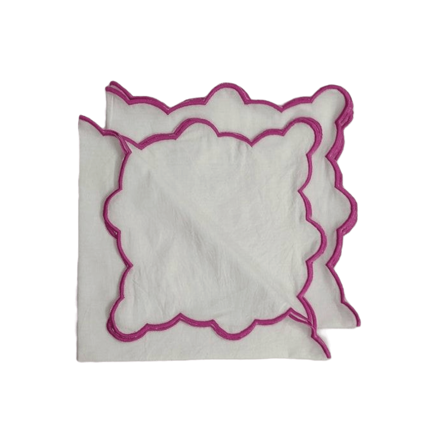 White Linen Zig Zag Embroidered Napkins Set