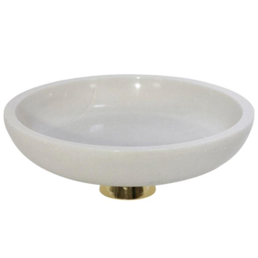 White Marble Bowl with Metal Base - MAIA HOMES