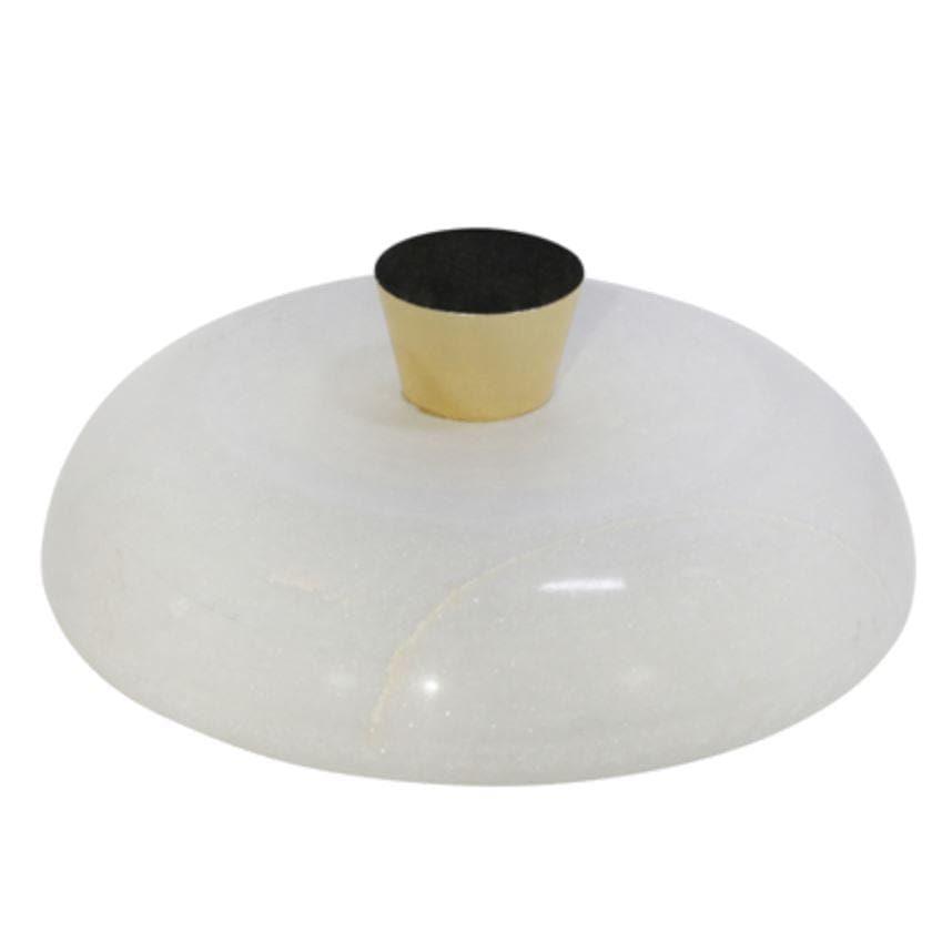 White Marble Bowl with Metal Base - MAIA HOMES