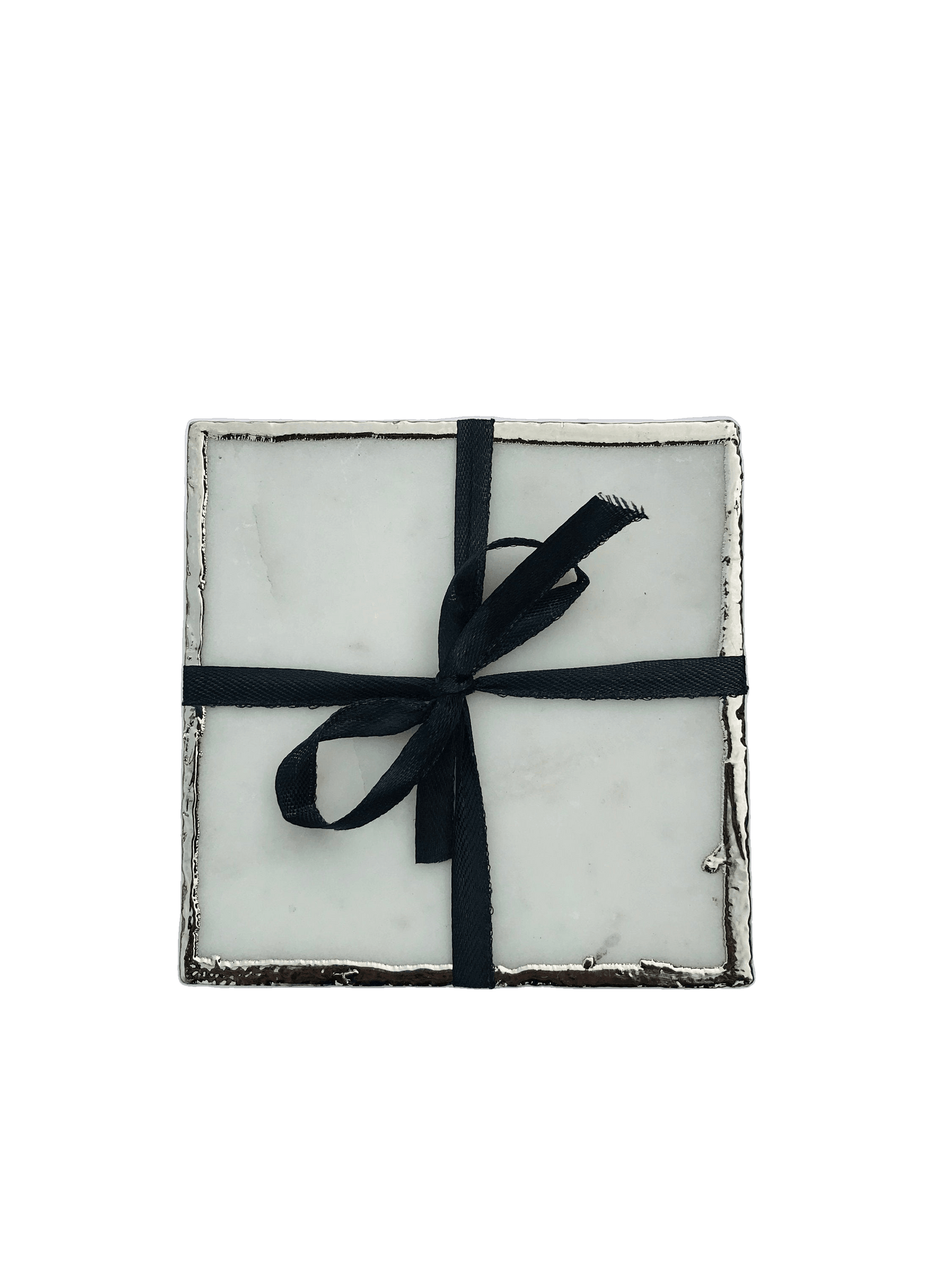 White Marble Plated Coasters - Set of 4