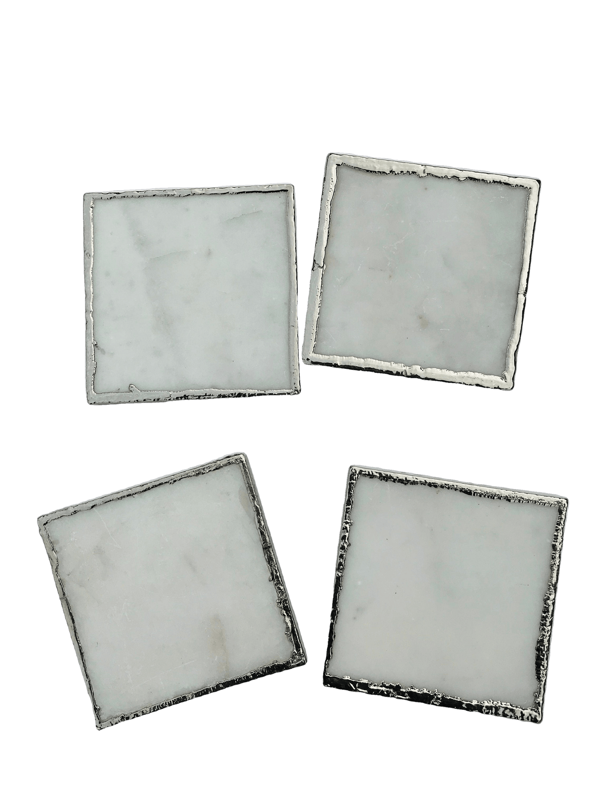 White Marble Plated Coasters - Set of 4 Rose Gold