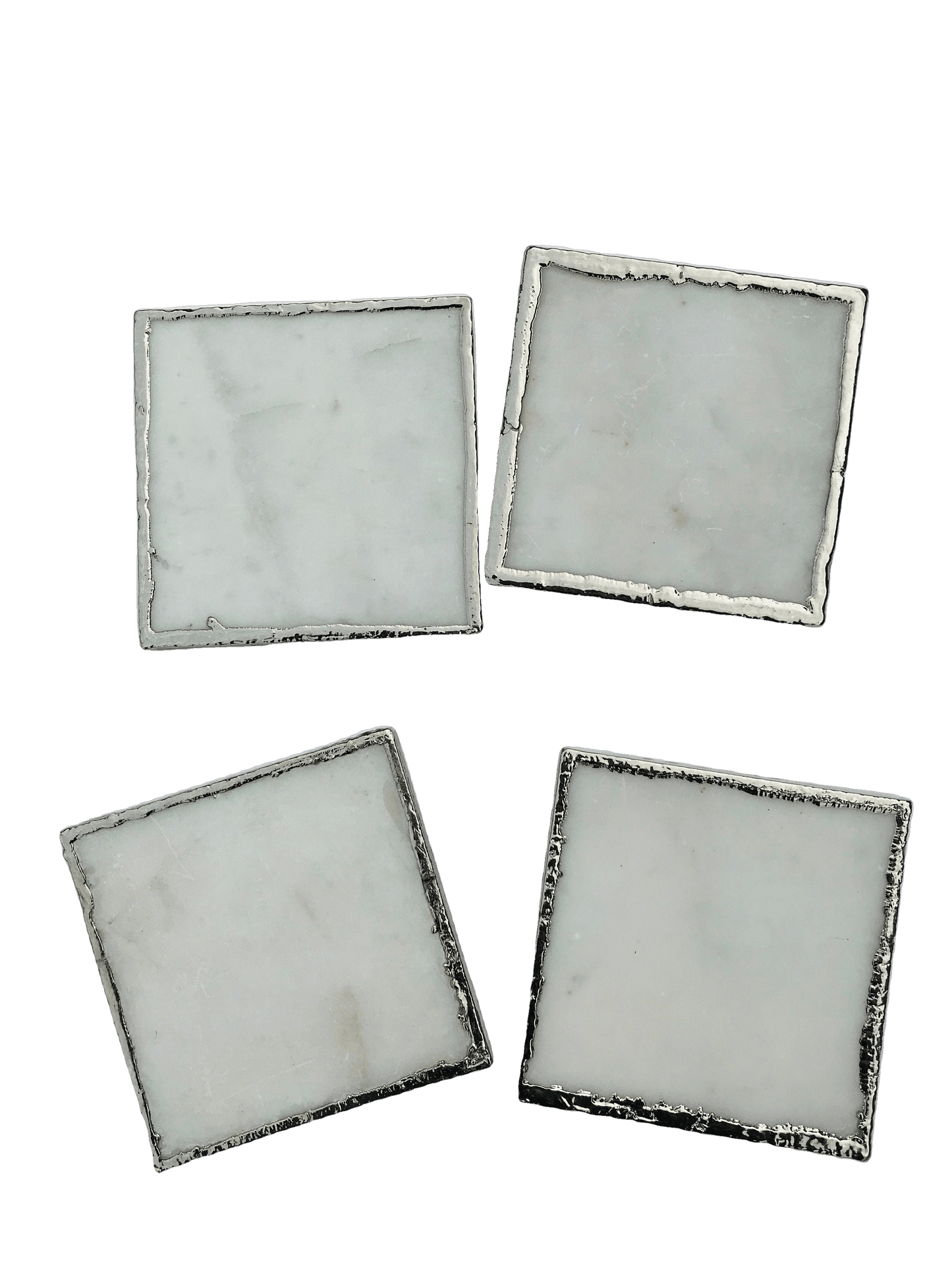 White Marble Plated Coasters - Set of 4 Rose Gold