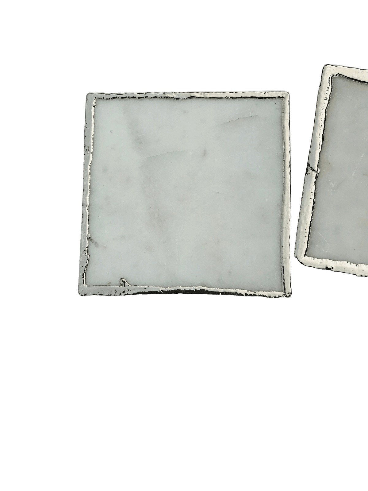 White Marble Plated Coasters - Set of 4