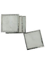 White Marble Plated Coasters - Set of 4