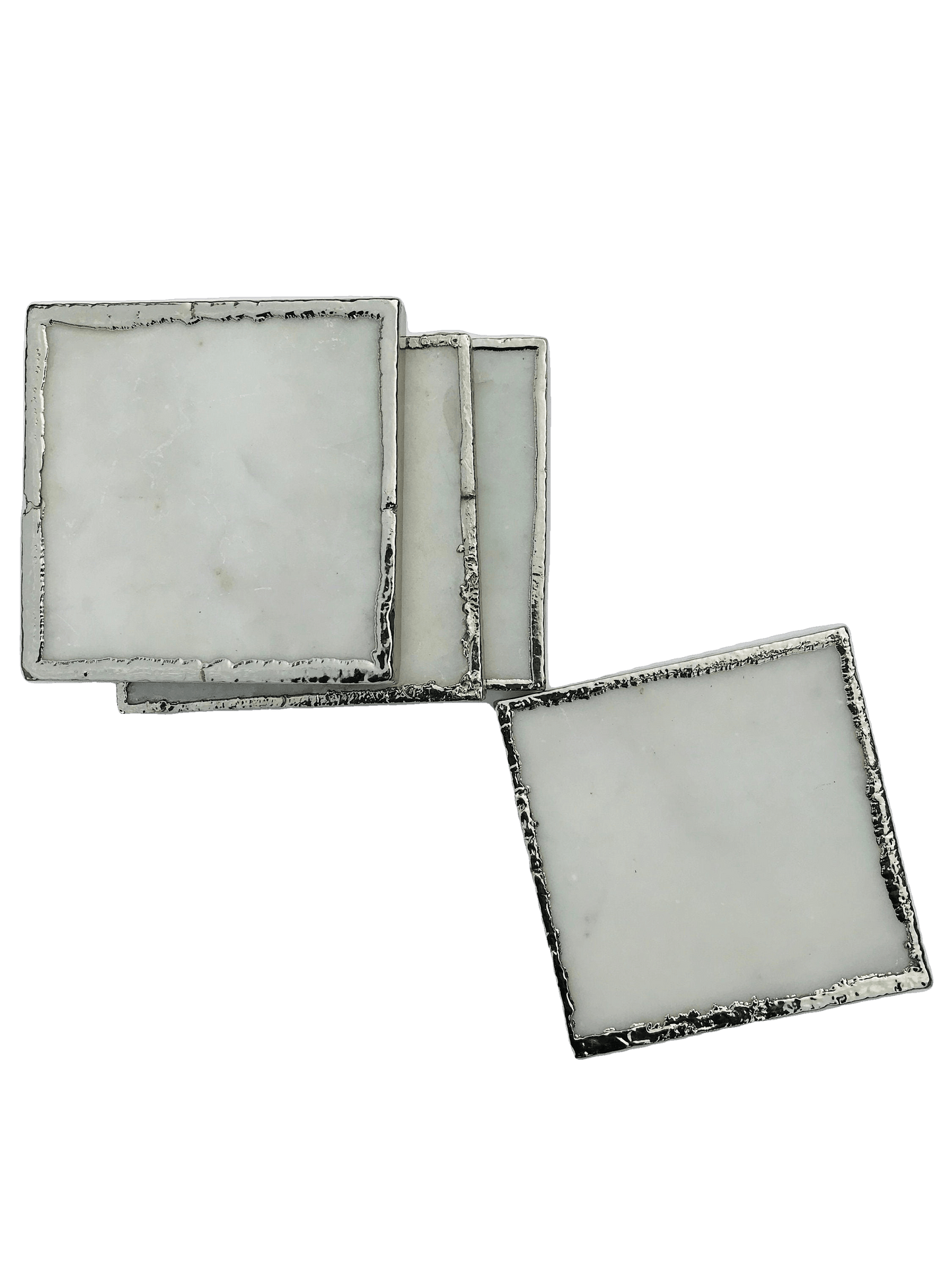 White Marble Plated Coasters - Set of 4 - MAIA HOMES