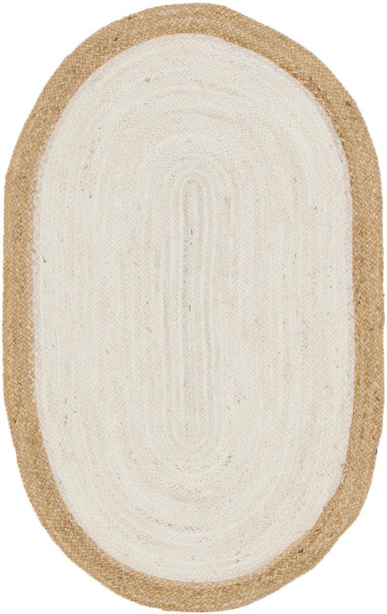 White Oval Jute Rug