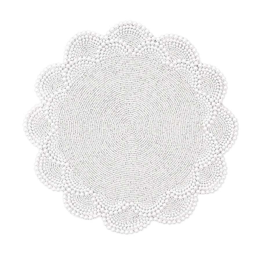 White Pearl Embroidery Placemats - MAIA HOMES