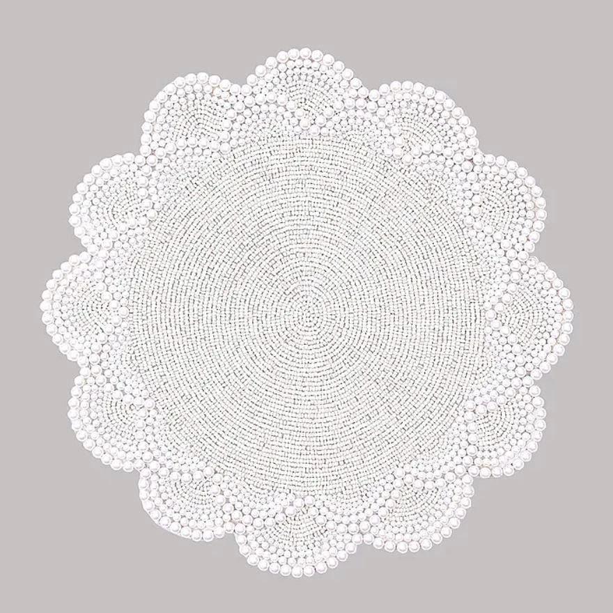 White Pearl Embroidery Placemats