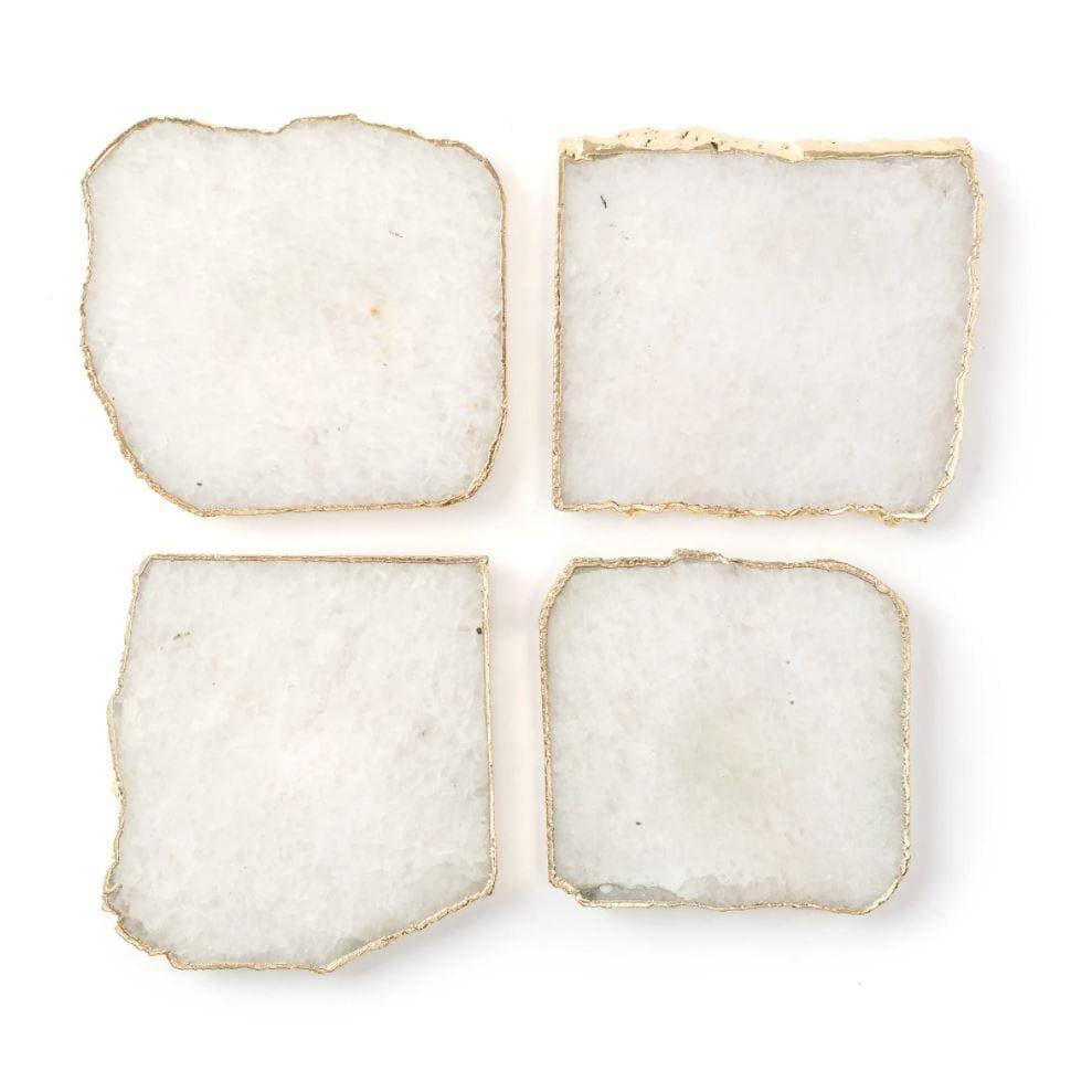 White Quartz Agate Coaster Set of 4