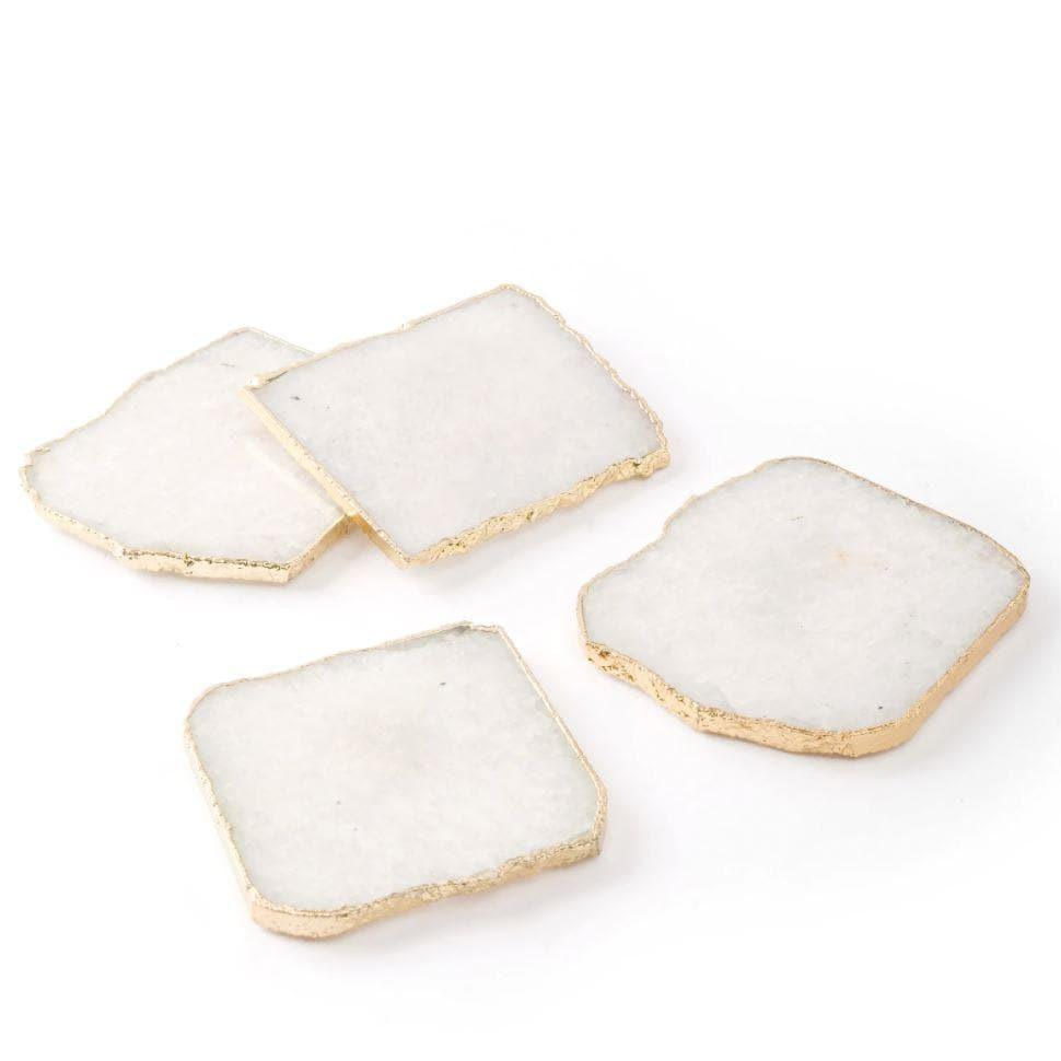 White Quartz Agate Coaster Set of 4