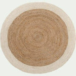 White Trim Round Jute Rug