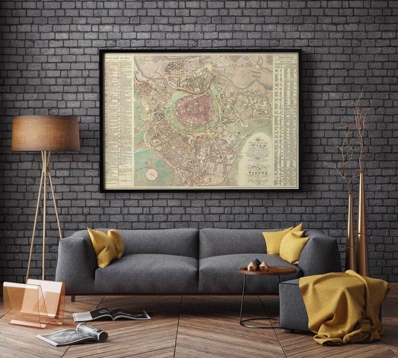 Wien City Map Wall Print| 1824 Wien City Plan Map