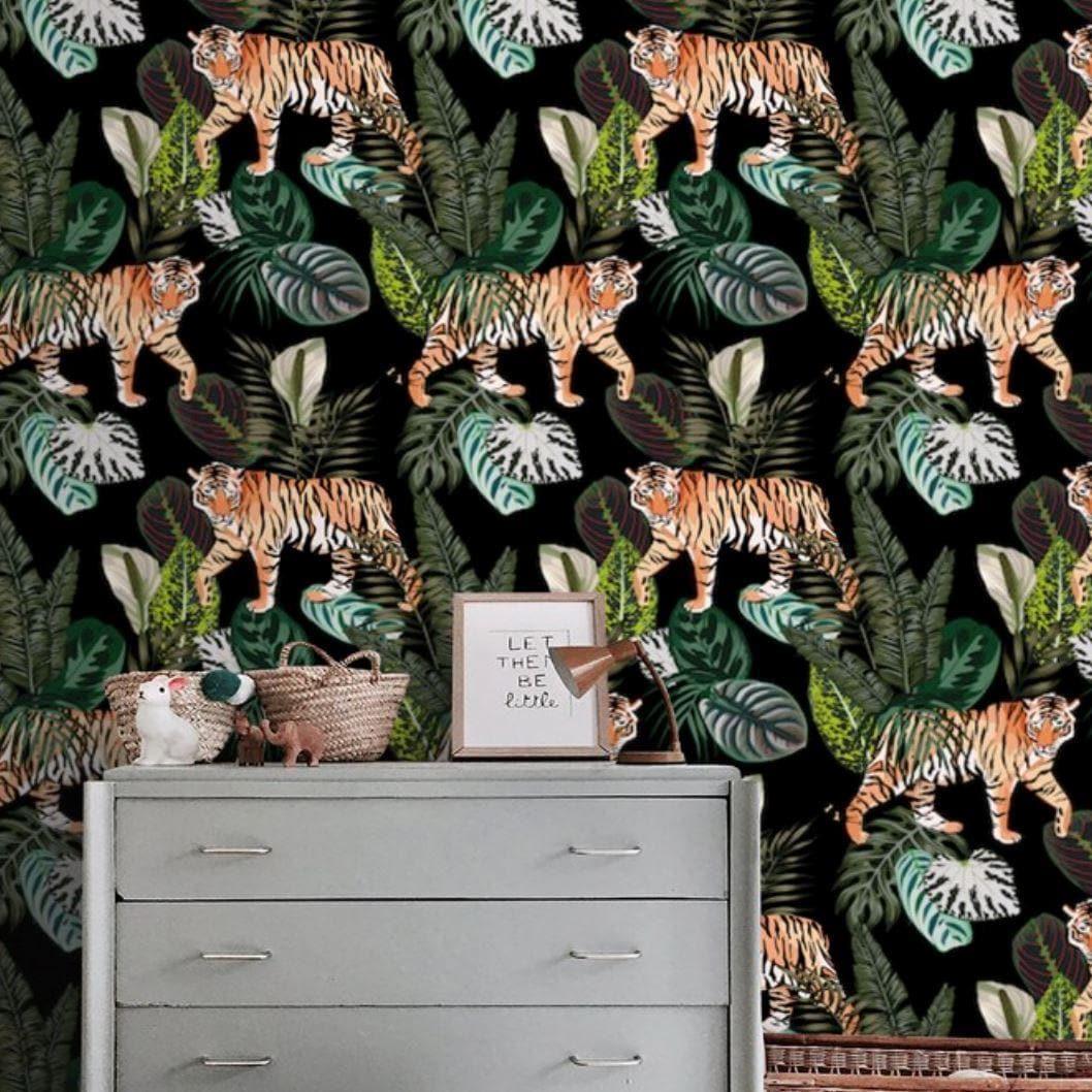 Wild Tigers in Tropical Jungle Wallpaper