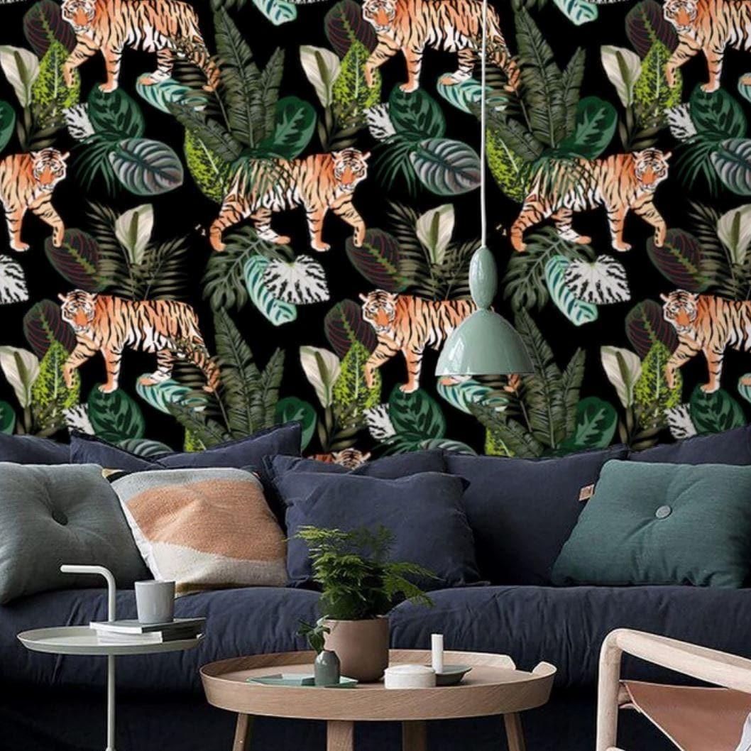 Wild Tigers in Tropical Jungle Wallpaper