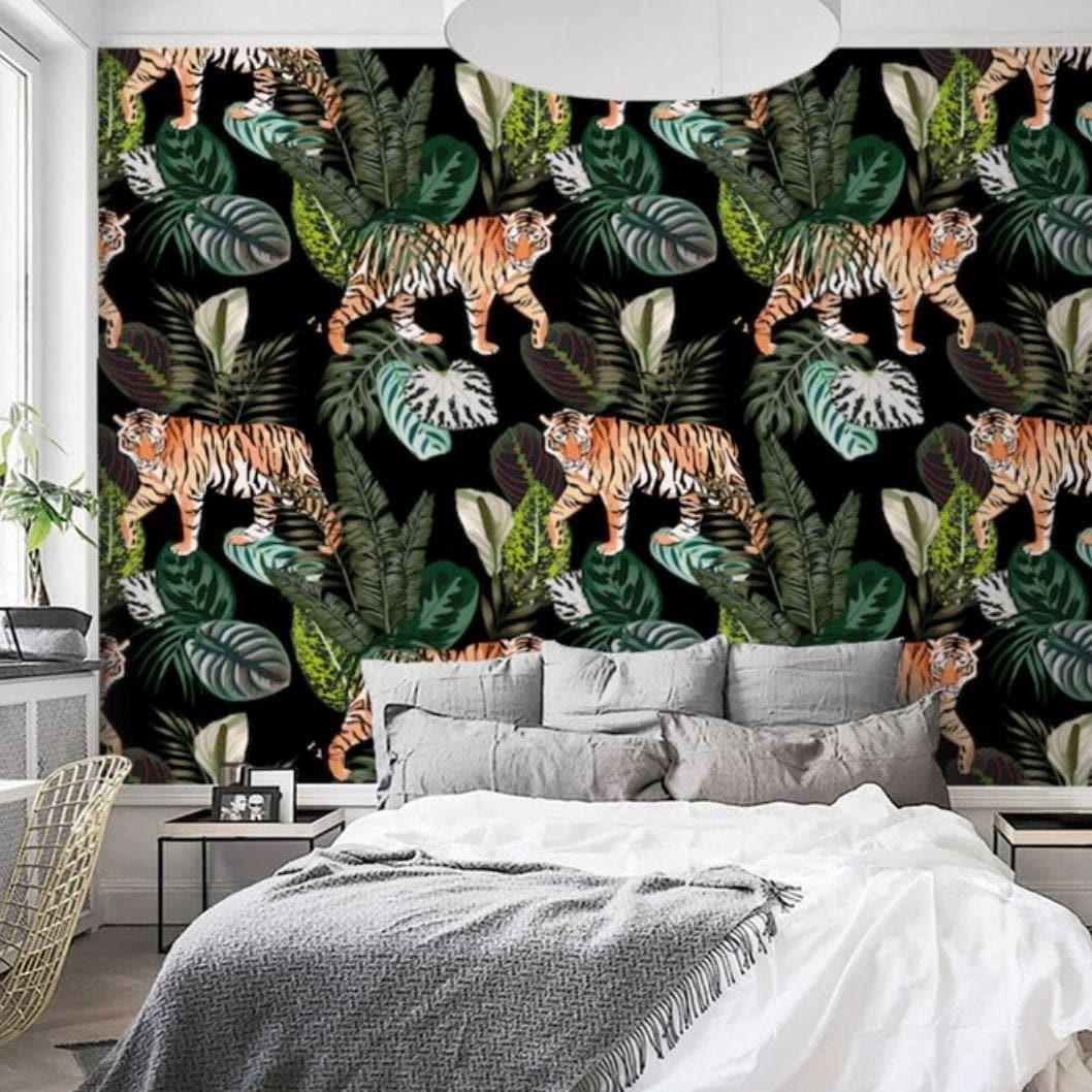 Wild Tigers in Tropical Jungle Wallpaper