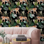 Wild Tigers in Tropical Jungle Wallpaper