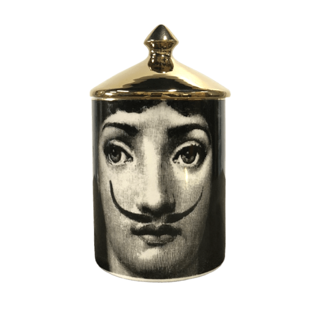 Winking Lina Cavalieri Candle Jar with Gold Lid Mustache