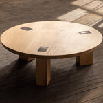 Winston Coffee Table | Round Wood and Bronze Table in White Oak