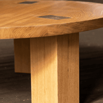 Winston Coffee Table | Round Wood and Bronze Table in White Oak