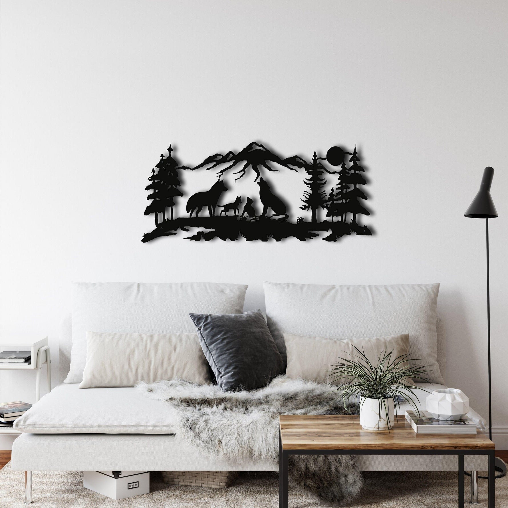 Wolf Family in Nature Metal Wall Art