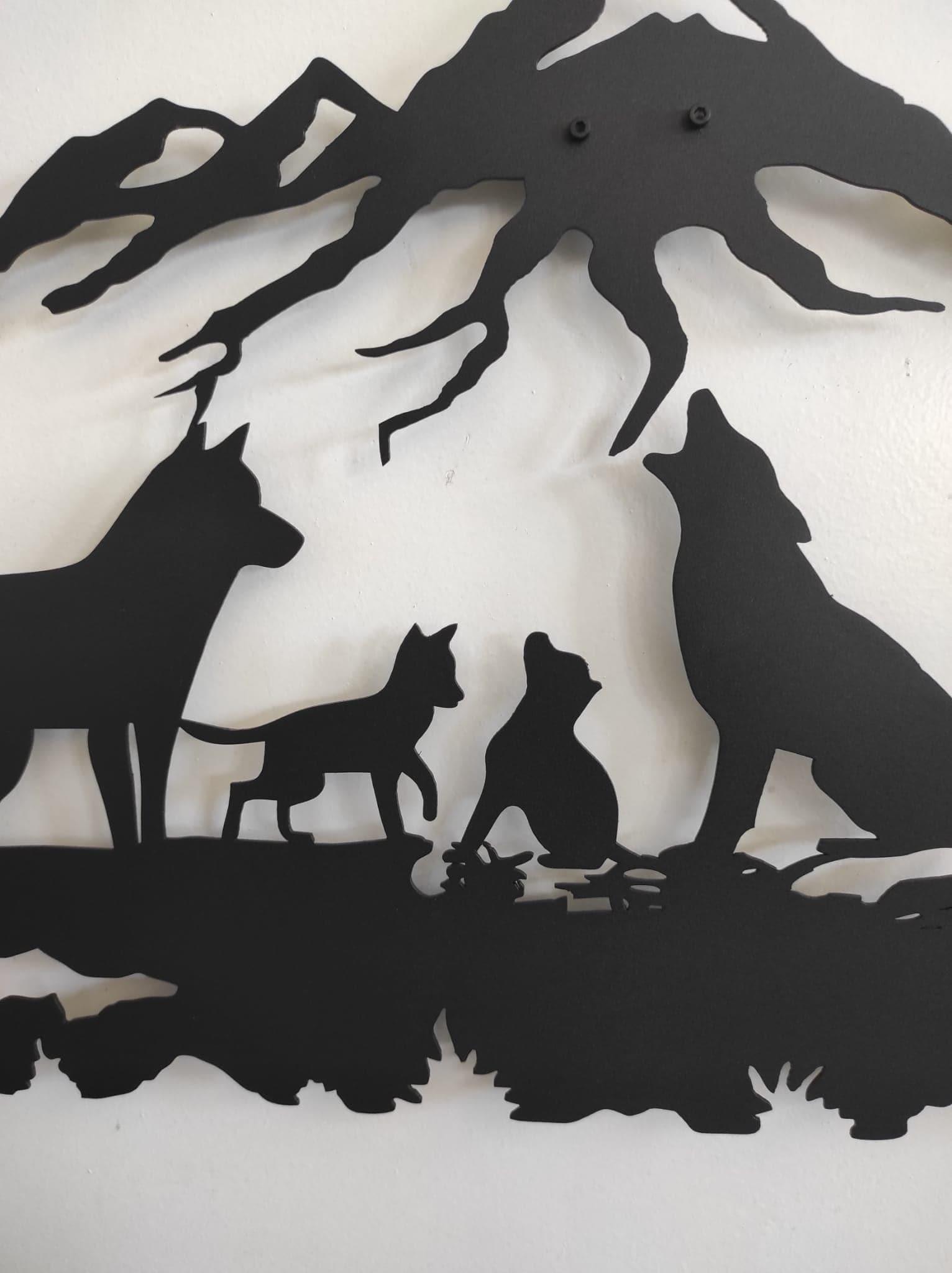 Wolf Family in Nature Metal Wall Art