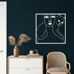 Women and Cat Minimalist Metal Wall Decor