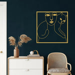 Women and Cat Minimalist Metal Wall Decor