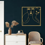 Women and Cat Minimalist Metal Wall Decor