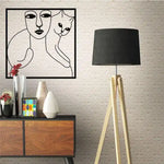 Women and Cat Minimalist Metal Wall Decor White