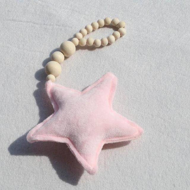 Wooden Bead Star Ornament Pink One Size