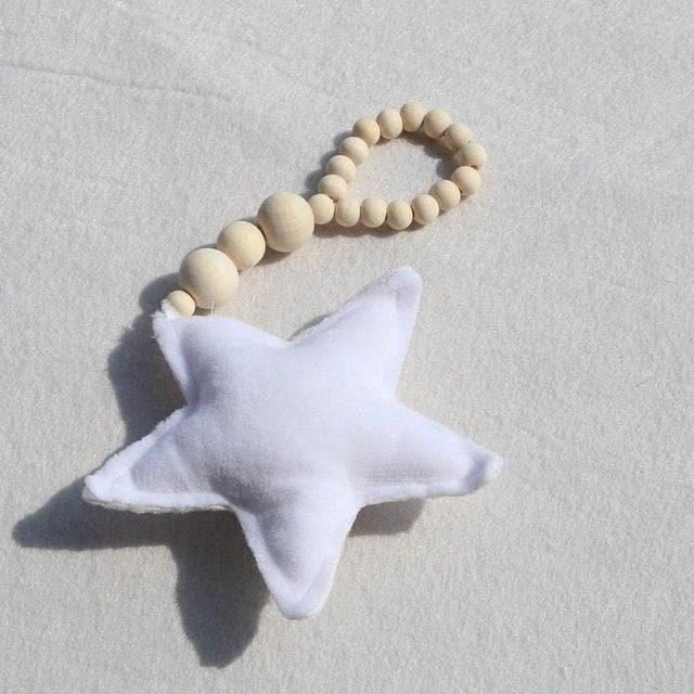 Wooden Bead Star Ornament White One Size