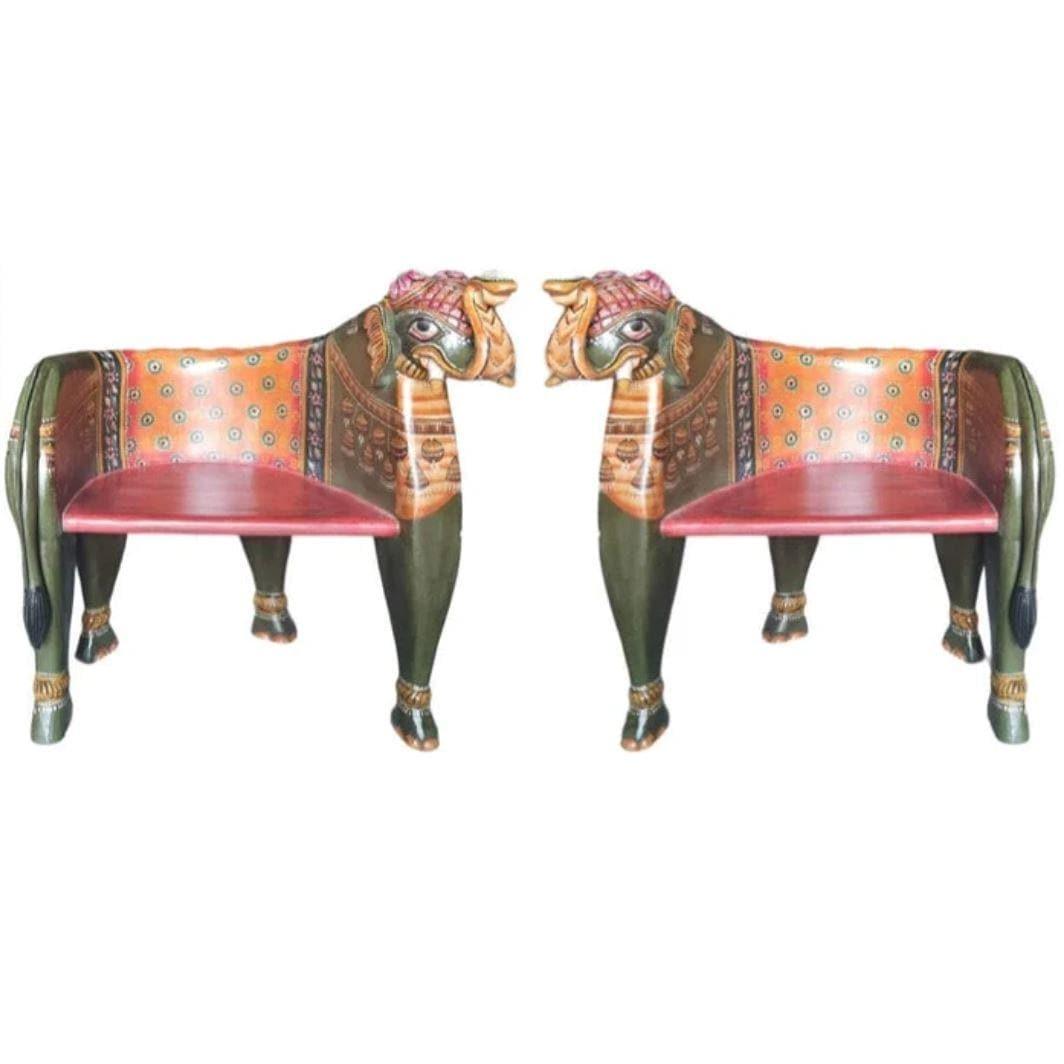 Wooden Elephant Shaped Hand Crafted Maharaja Chair