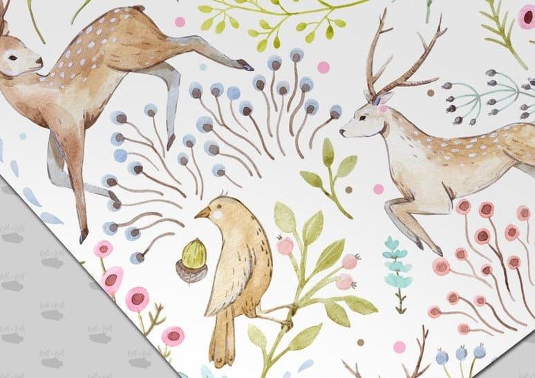 Woodland Deers in the Garden Nursery Wallpaper