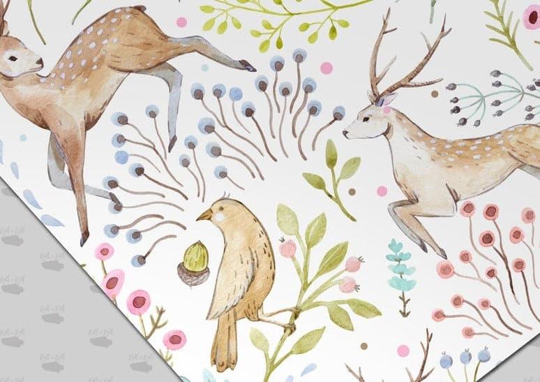 Woodland Deers in the Garden Nursery Wallpaper - MAIA HOMES