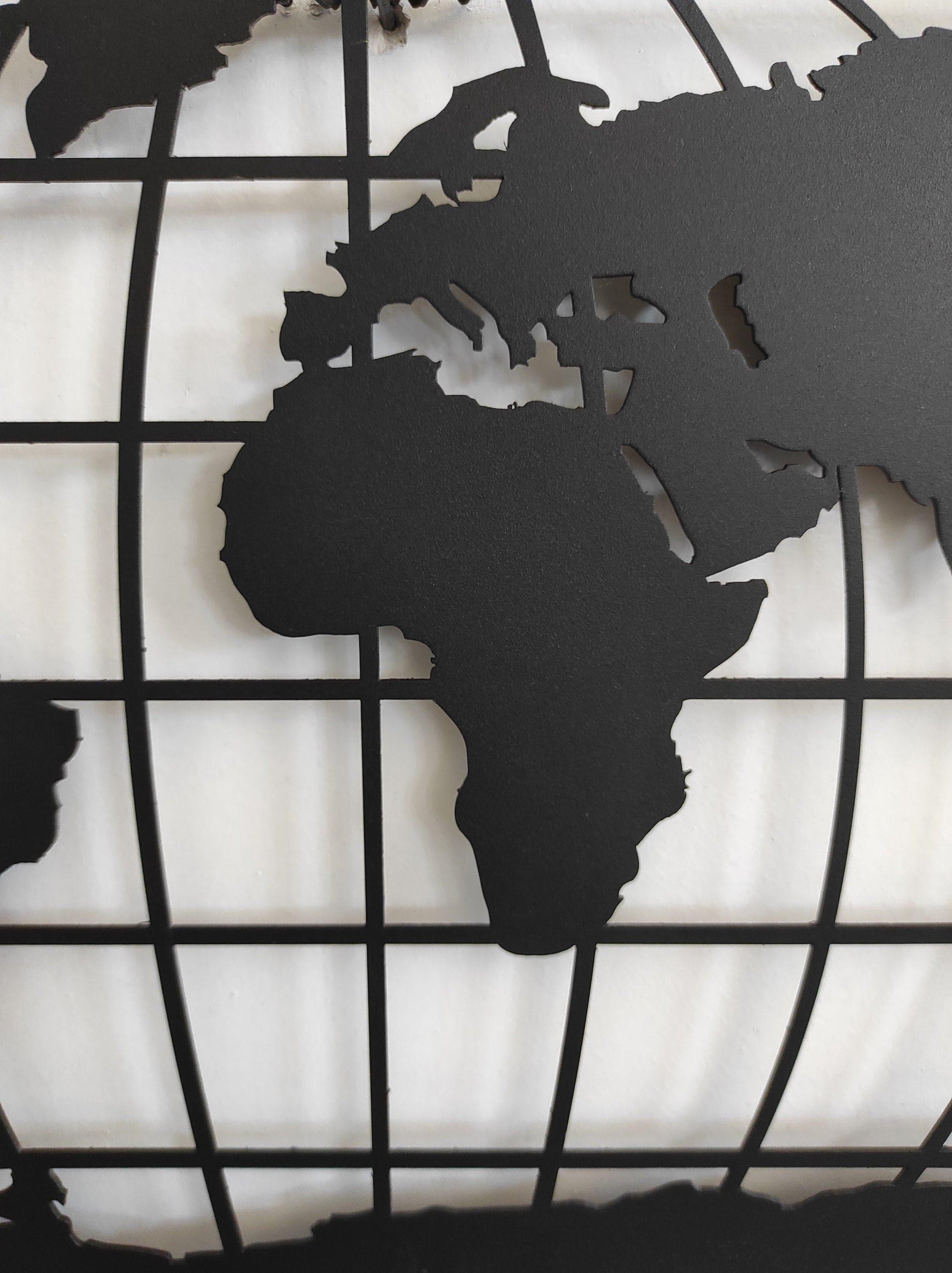 World Map Meridian Metal Wall Art