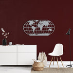 World Map Meridian Metal Wall Art