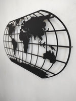 World Map Meridian Metal Wall Art