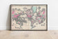 World Map Wall Print| 1862 World Map