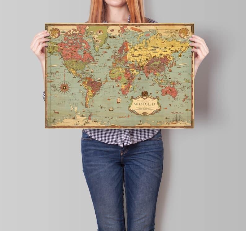 World Map Wall Print| 1931 World Map