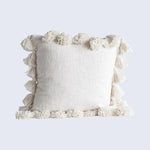 World of Tassels Square Cotton Pillow Cream