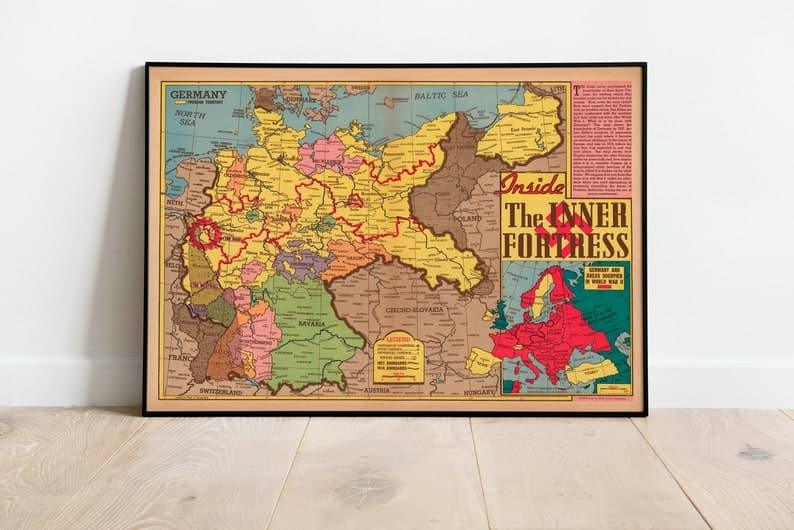 World War 2 Map Print| Poster Print