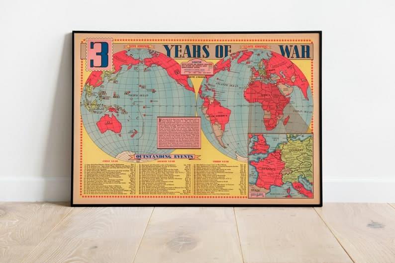 World War 2 Map Print| Poster Print