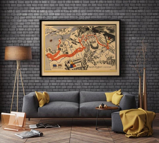 World War 2 Military Map Poster| 4th Armored Division - MAIA HOMES