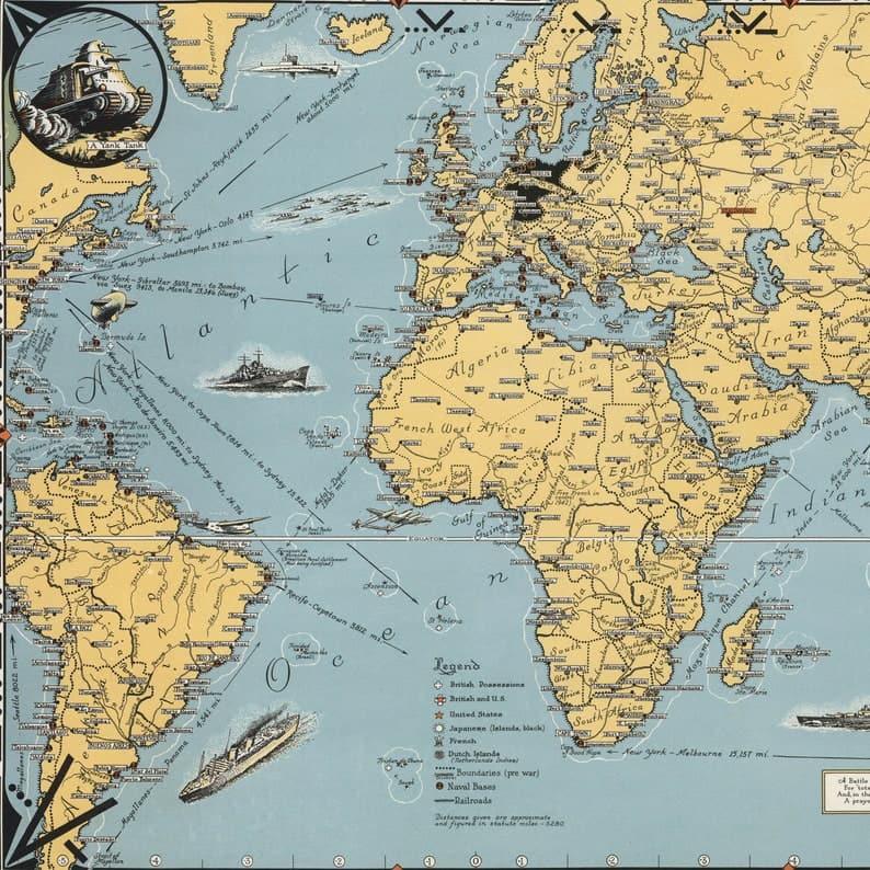 World War 2 Military Map Poster| WW2 Maps