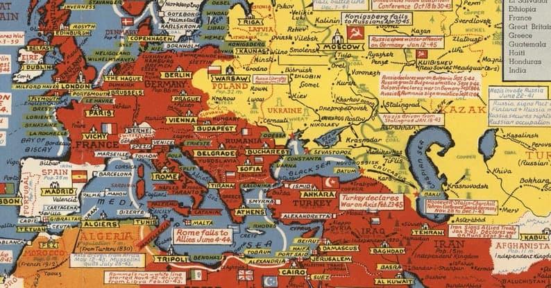 World War ii Dated Events Pictorial Map| WWii Map