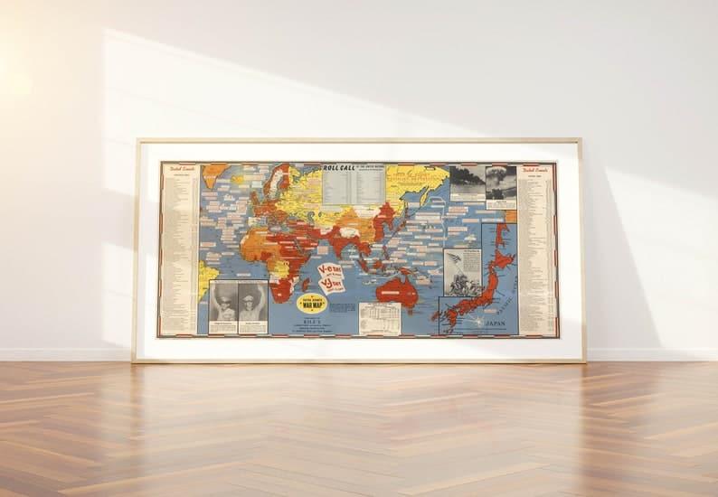 World War ii Dated Events Pictorial Map| WWii Map