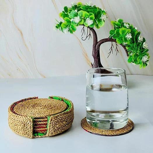 Woven Coasters and Caddy (Set of 4)