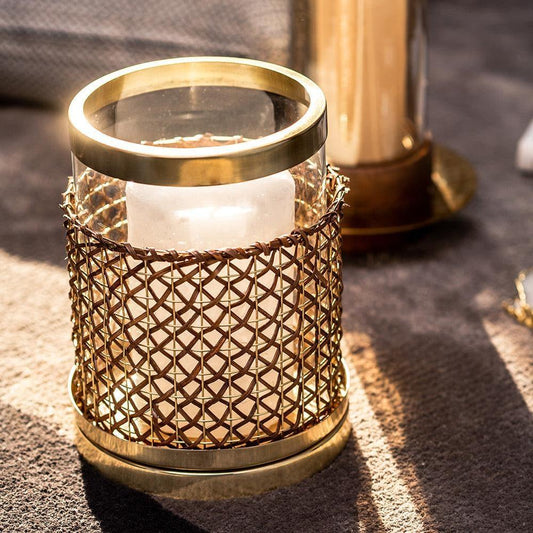 Woven Wicker Candle Holder Hurricane - MAIA HOMES