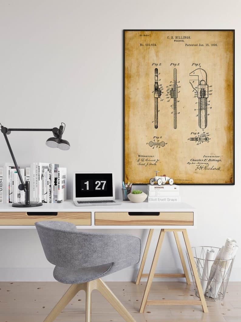 Wrench Patent Print| Framed Art Print